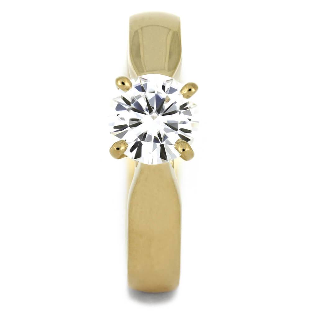 Round Cut 6.5mm Moissanite Engagement Ring with Thick Band - Jewelry by Johan