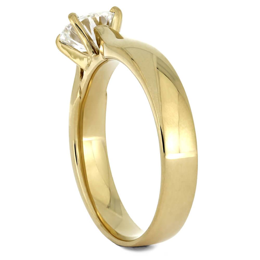 Round Cut 6.5mm Moissanite Engagement Ring with Thick Band - Jewelry by Johan