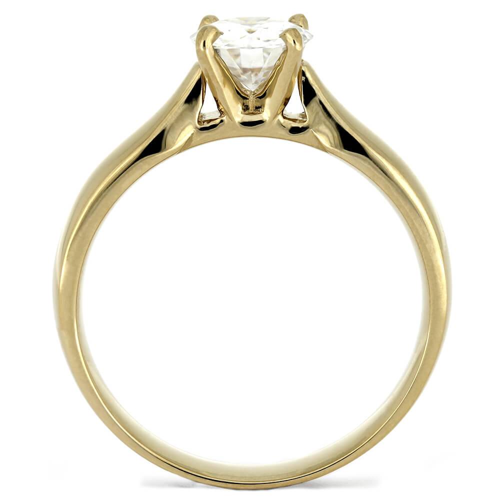 Round Cut 6.5mm Moissanite Engagement Ring with Thick Band - Jewelry by Johan