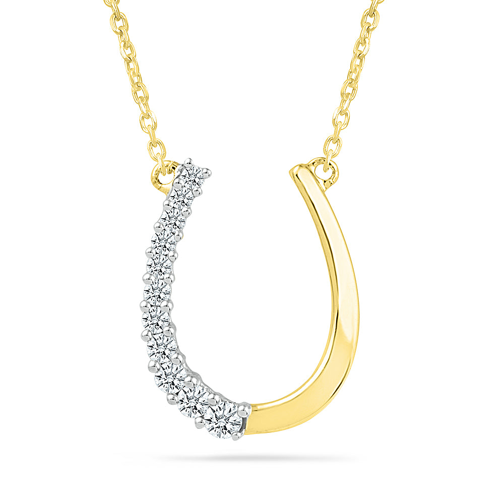 Amazon.com: Dancing Diamond Horseshoe Pendant Necklace in 14k White Gold  (1/6 cttw) 18