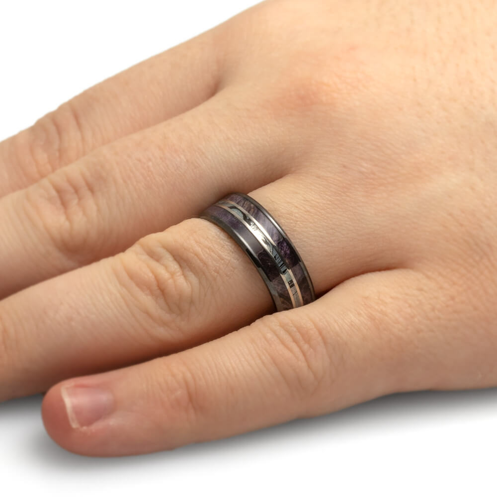 Purple Box Elder Burl Wedding Band