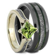 Green Ring Set with Meteorite