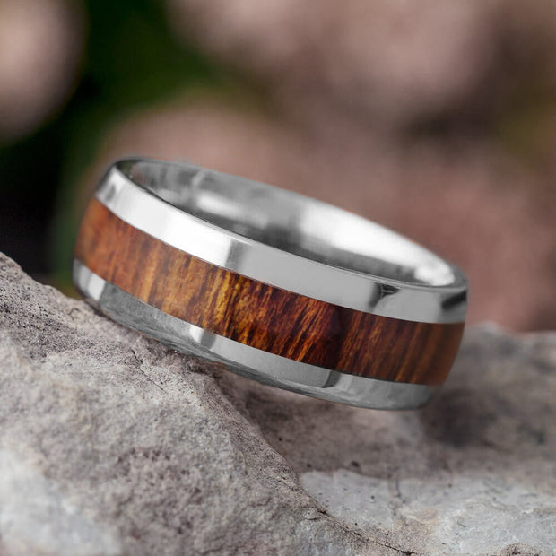 Titanium Men's Wedding Band With Mesquite Wood