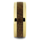 Solid Yellow Gold Ring With Whiskey Barrel Oak Wood