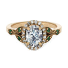 Oval Halo Engagement Ring With Emerald Accent Stones-2554 - Jewelry by Johan