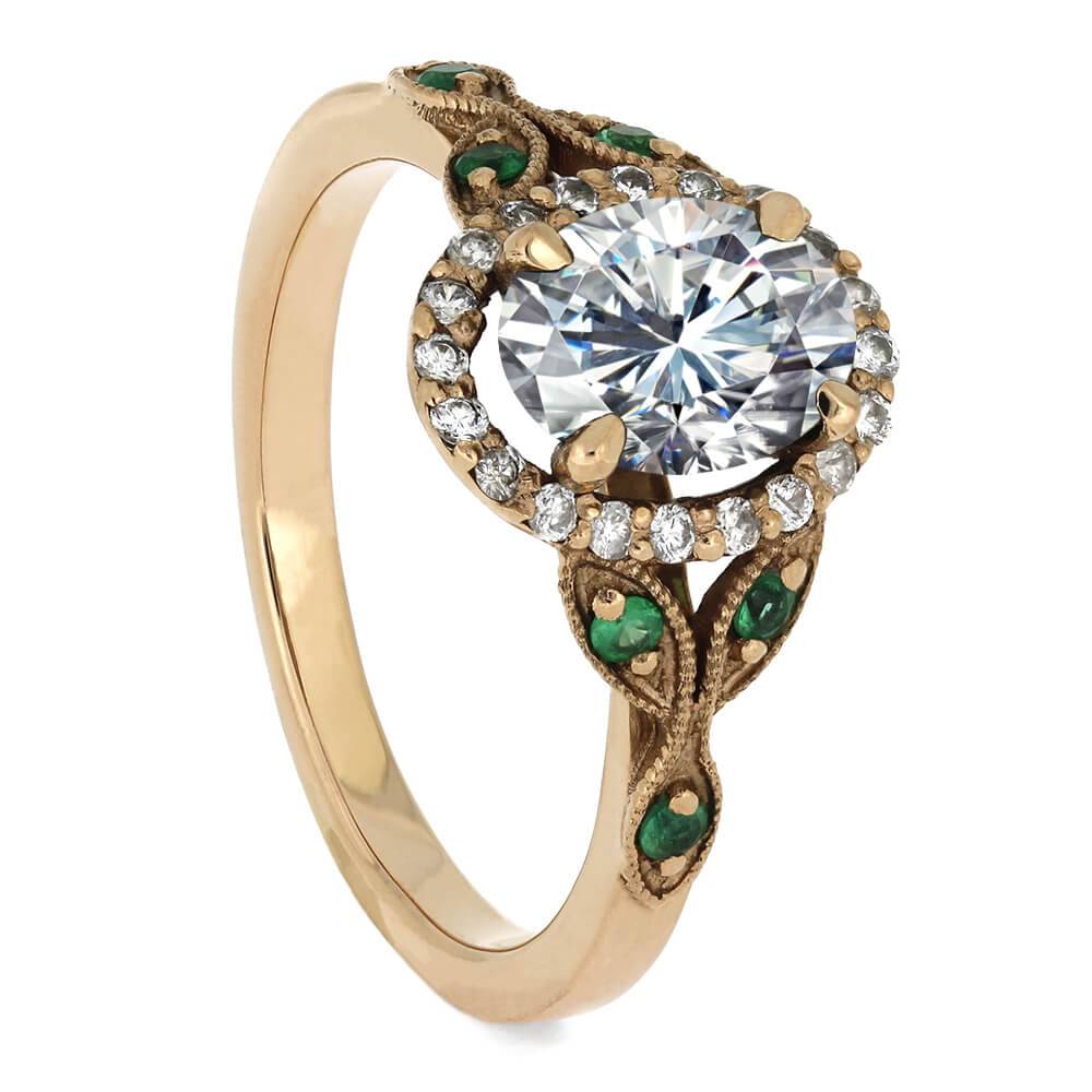 Engagement rings with emerald on sale accents