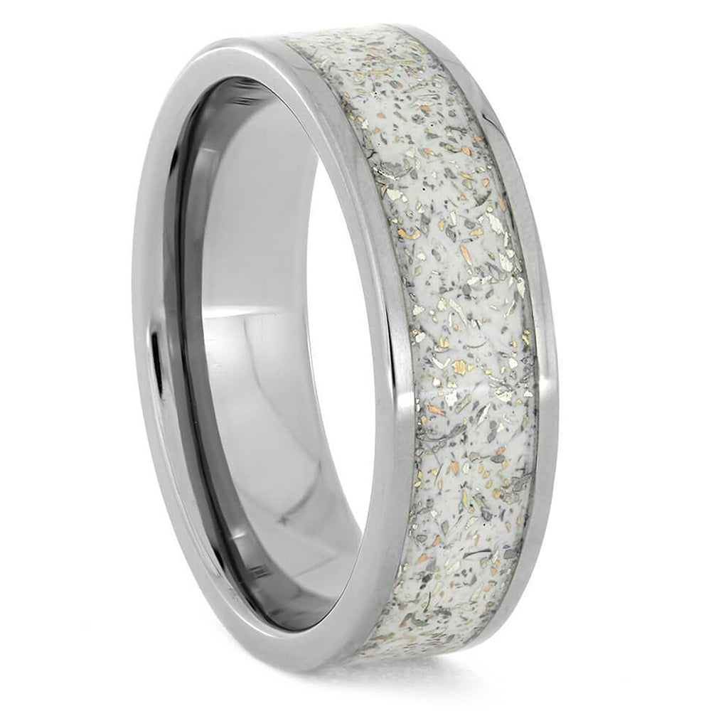 White Stardust™ Wedding Band In Polished Titanium-2558 - Jewelry by Johan