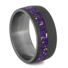 Sandblasted Titanium Wedding Band With Purple Stardust™ Pinstripe-2561 - Jewelry by Johan