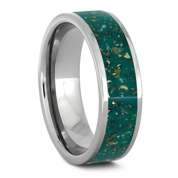 Green Stardust™ Titanium Men's Wedding Band-2559 - Jewelry by Johan