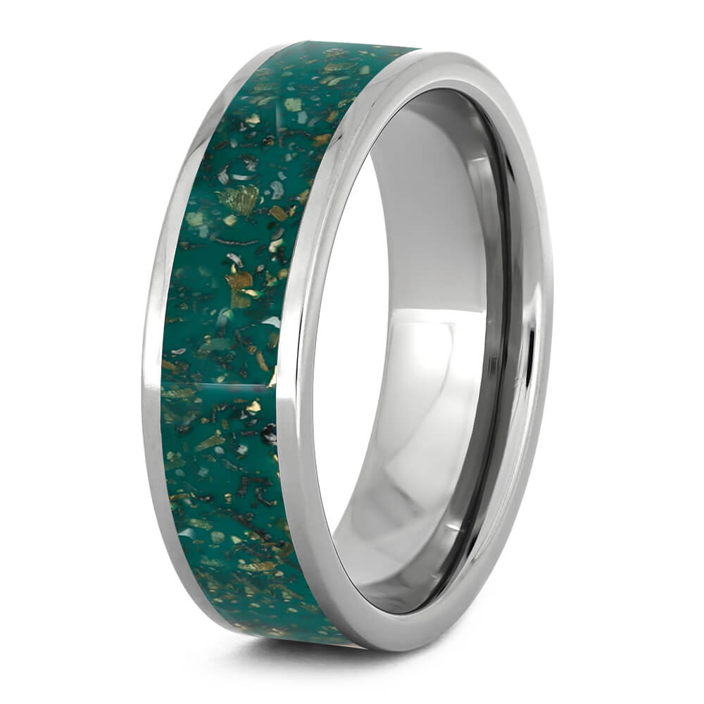 Green Stardust™ Titanium Men's Wedding Band-2559 - Jewelry by Johan