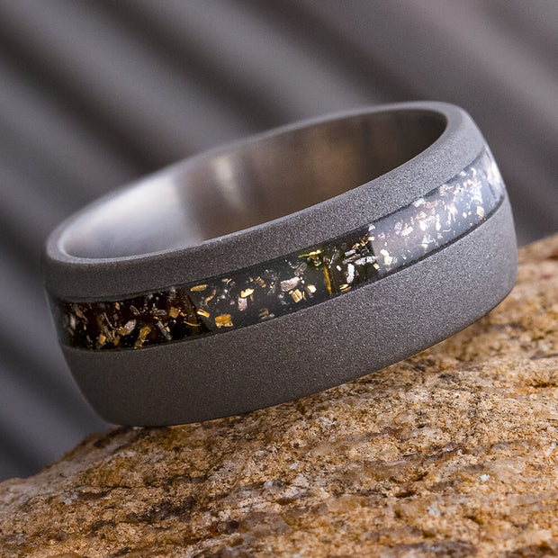 Black Stardust Wedding Band for Men