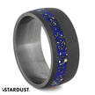 Dark Blue Stardust™ and Sandblasted Titanium Wedding Band-2563 - Jewelry by Johan