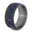 Dark Blue Stardust™ and Sandblasted Titanium Wedding Band-2563 - Jewelry by Johan