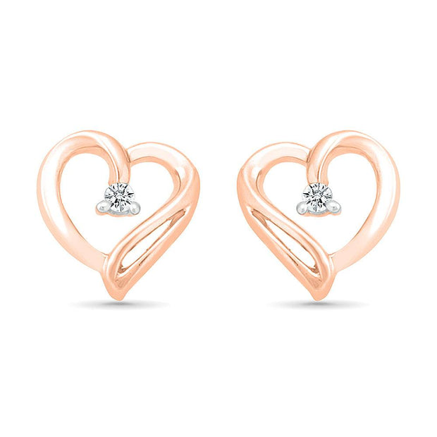 Tiny Diamond Heart Stud Earrings