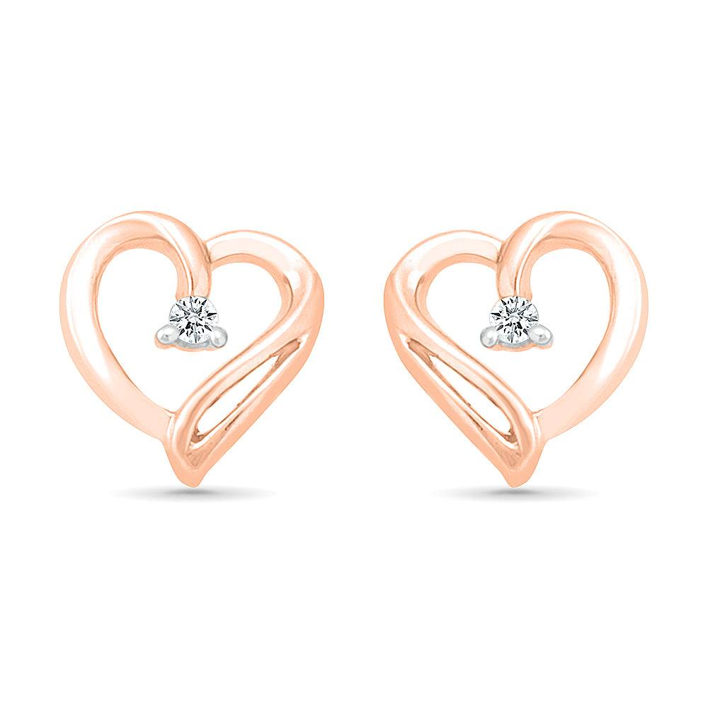 Tiny Diamond Heart Stud Earrings