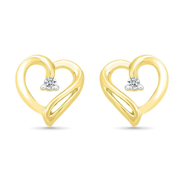 Tiny Diamond Heart Stud Earrings