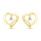 Tiny Diamond Heart Stud Earrings