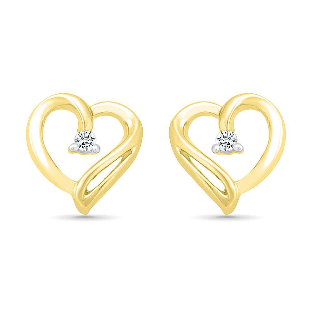 Tiny Diamond Heart Stud Earrings