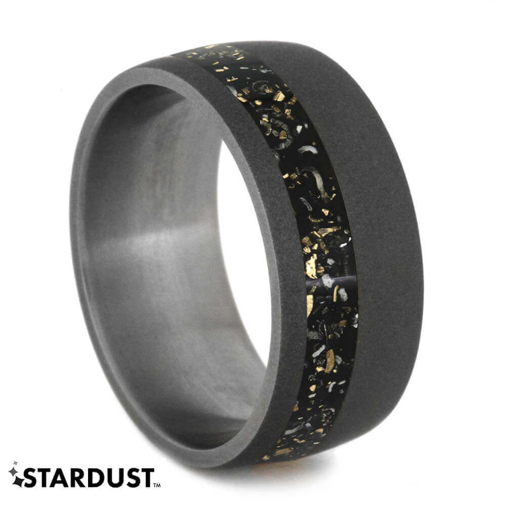 Black Stardust™ Wedding Band in Sandblasted Titanium-2566 - Jewelry by Johan
