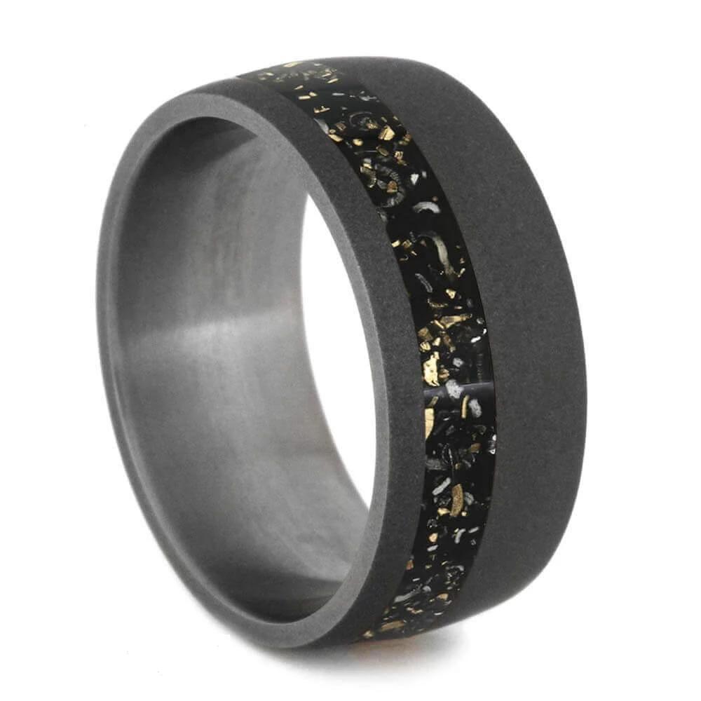 Black Stardust™ Wedding Band in Sandblasted Titanium-2566 - Jewelry by Johan