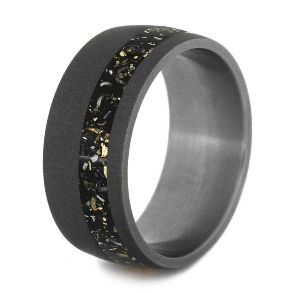 Black Stardust™ Wedding Band in Sandblasted Titanium-2566 - Jewelry by Johan