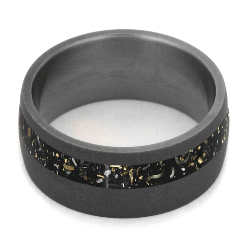 Black Stardust™ Wedding Band in Sandblasted Titanium-2566 - Jewelry by Johan