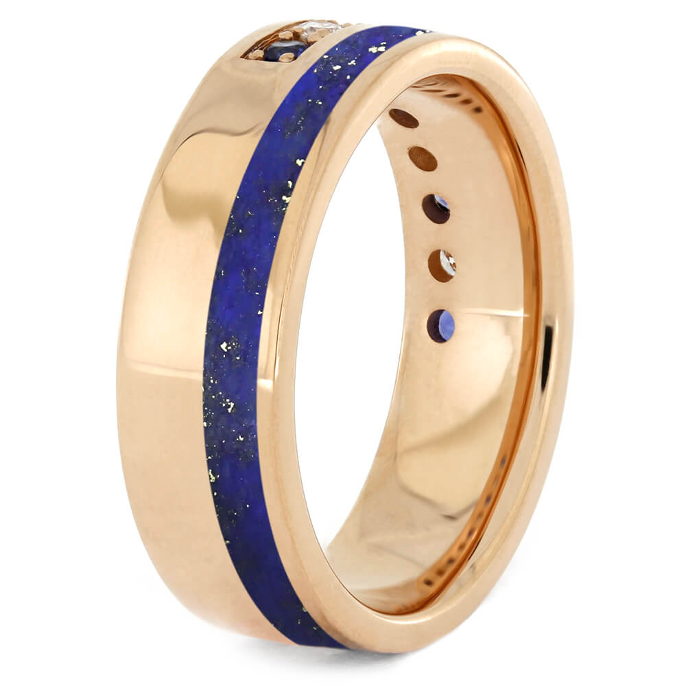 Diamond and Sapphire Wedding Band with Lapis Lazuli-2569 - Jewelry by Johan