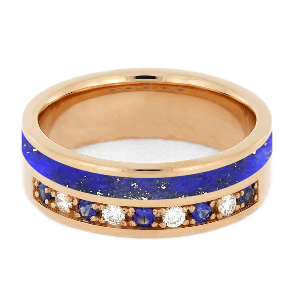 Diamond and Sapphire Wedding Band with Lapis Lazuli-2569 - Jewelry by Johan