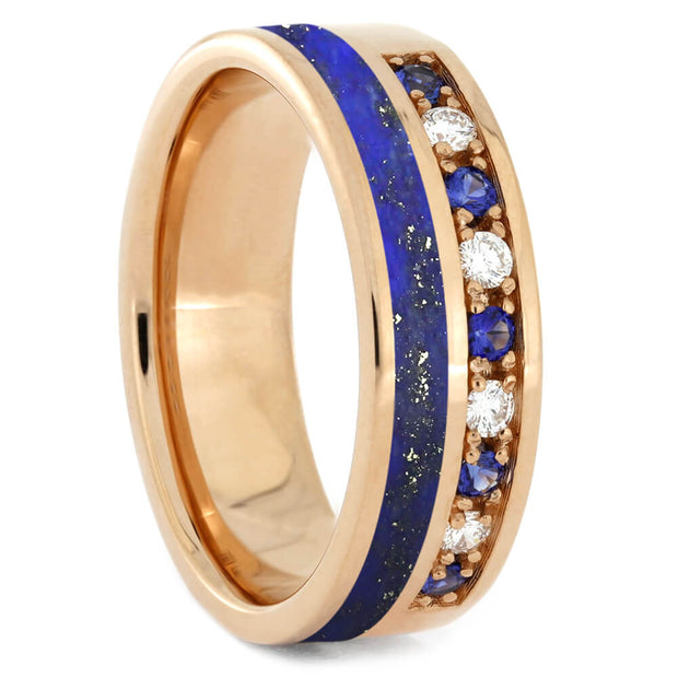Diamond and Sapphire Wedding Band with Lapis Lazuli-2569 - Jewelry by Johan