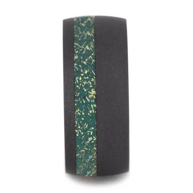 Green Stardust™ Men's Wedding Band With Sandblasted Titanium Finish-2562 - Jewelry by Johan
