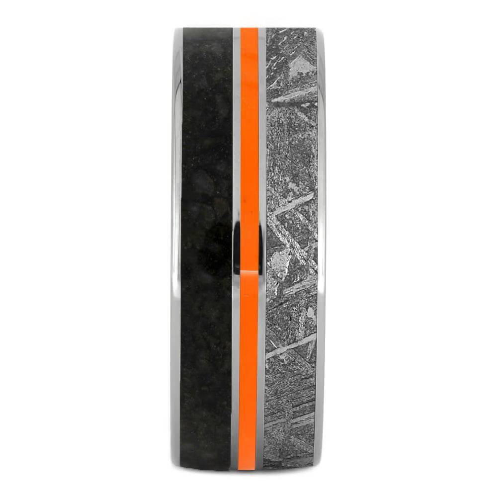 Dinosaur Meteorite Ring with Orange Enamel Pinstripe-2570OR - Jewelry by Johan