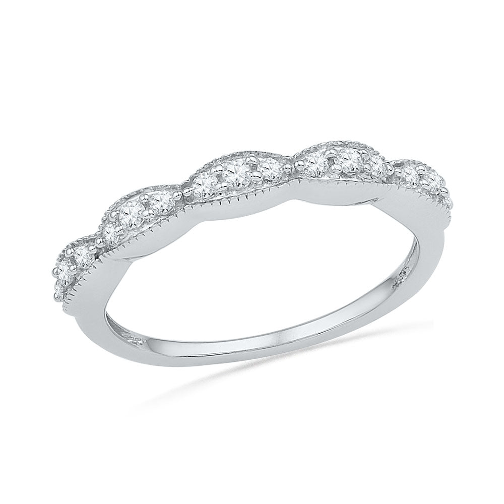 Women's Diamond Accented Wedding Band, Sterling Silver Ring-SHRA017740-SS - Jewelry by Johan