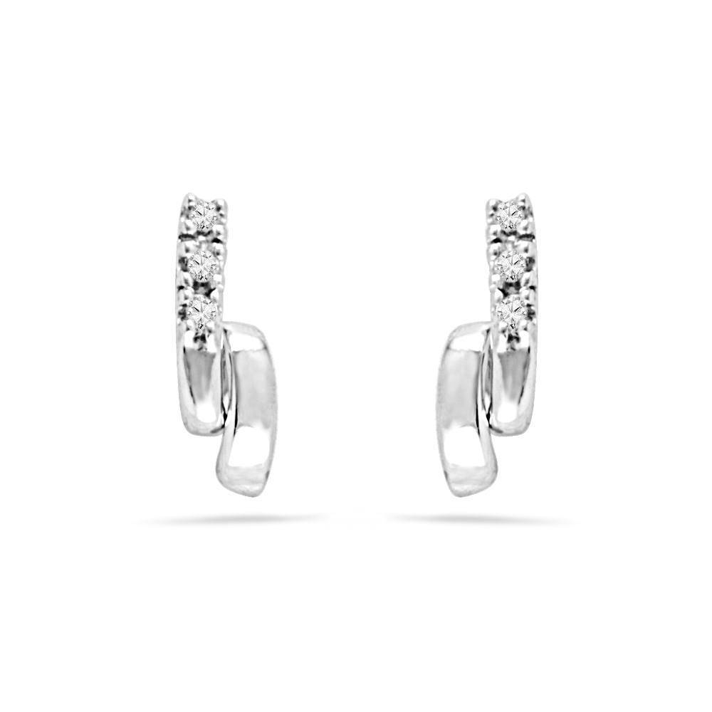 Triple Diamond Stud Earrings, White Gold or Silver-SHEF011724ATW - Jewelry by Johan