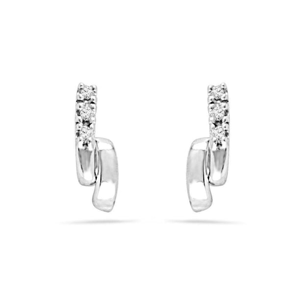 Triple Diamond Stud Earrings, White Gold or Silver-SHEF011724ATW - Jewelry by Johan