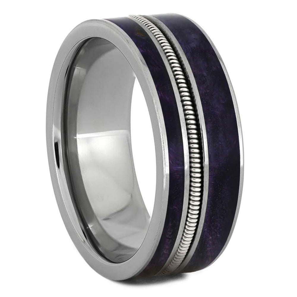 Guitar String & Purple Wood Wedding Band