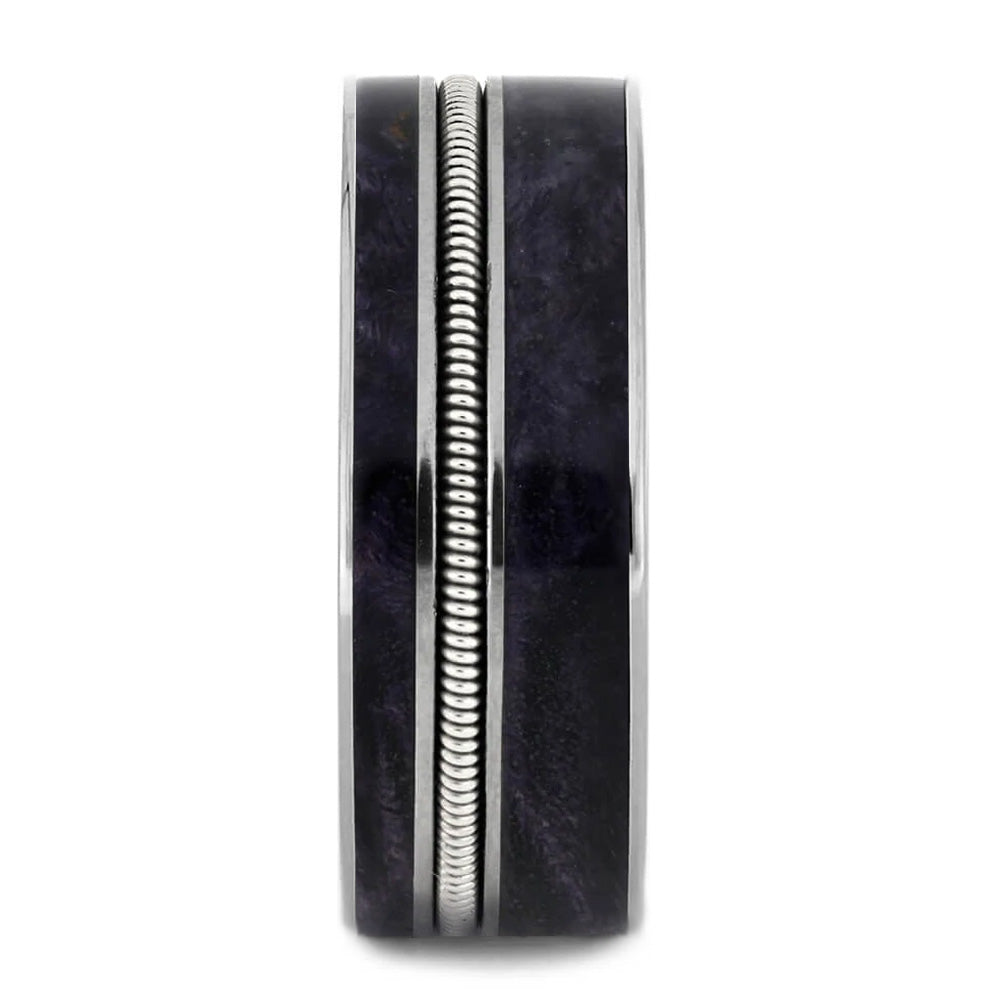 Guitar String & Purple Wood Wedding Band