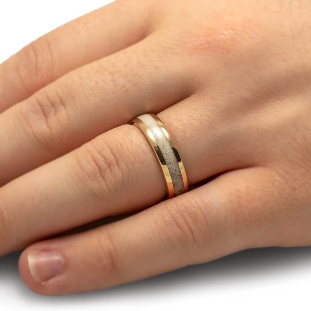 Men's Deer Antler Wedding Band