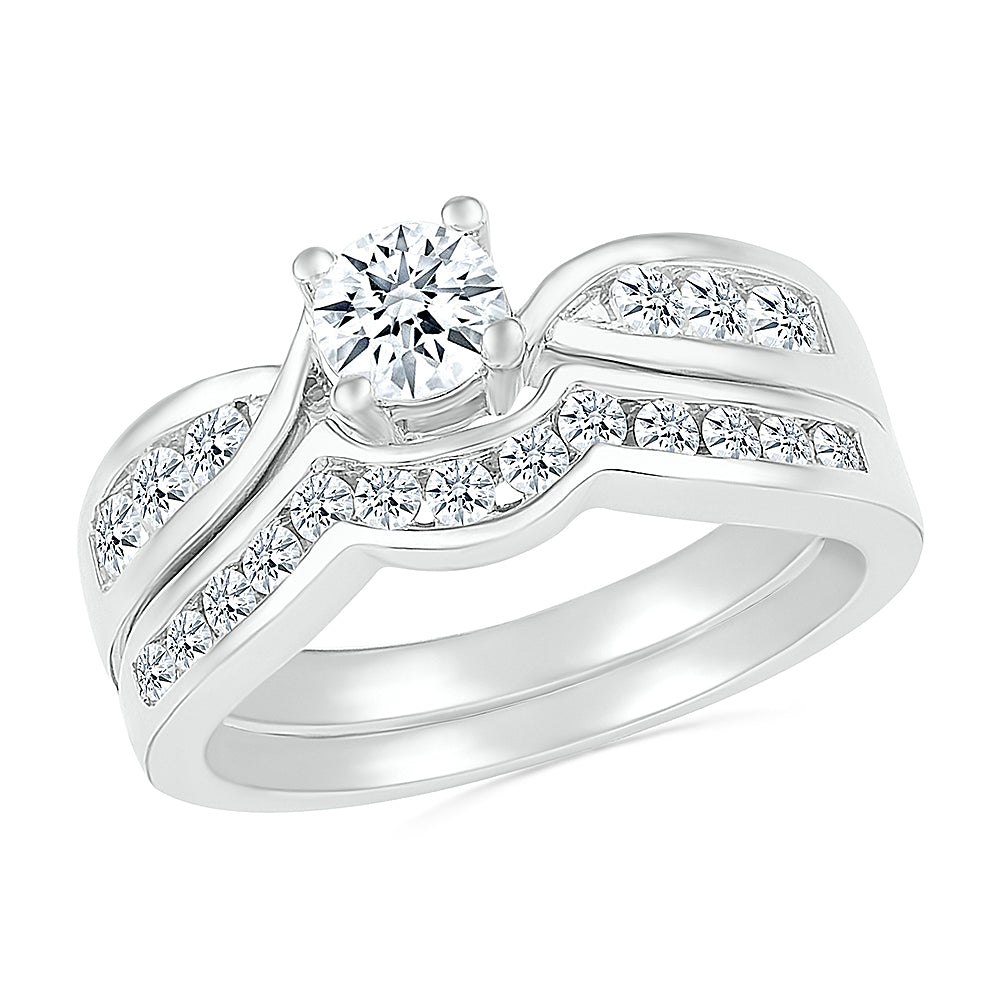 Unique Diamond Solitaire Engagement Ring With Band