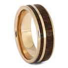Solid Gold Wood Men's Wedding Ring With Thin Pinstripe - Jewelry by Johan
