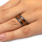 Whiskey Barrel Wood Ring, Black Ceramic or Zirconium Wedding Band - Jewelry by Johan