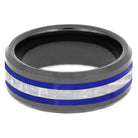 Men's Meteorite Ring With Blue Pinstripes-2630BL - Jewelry by Johan