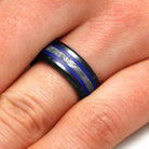 Men's Meteorite Ring With Blue Pinstripes-2630BL - Jewelry by Johan