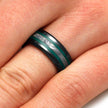 Black Ring With Green Enamel Pinstripes and Meteorite-2630GR - Jewelry by Johan