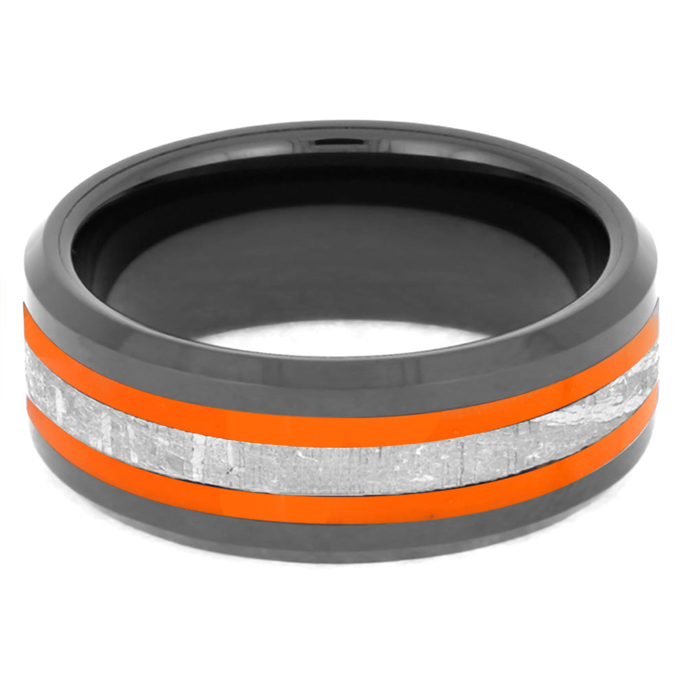 Meteorite Men's Ring With Orange Pinstripes-2630OR - Jewelry by Johan