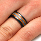 Meteorite Men's Ring With Orange Pinstripes-2630OR - Jewelry by Johan