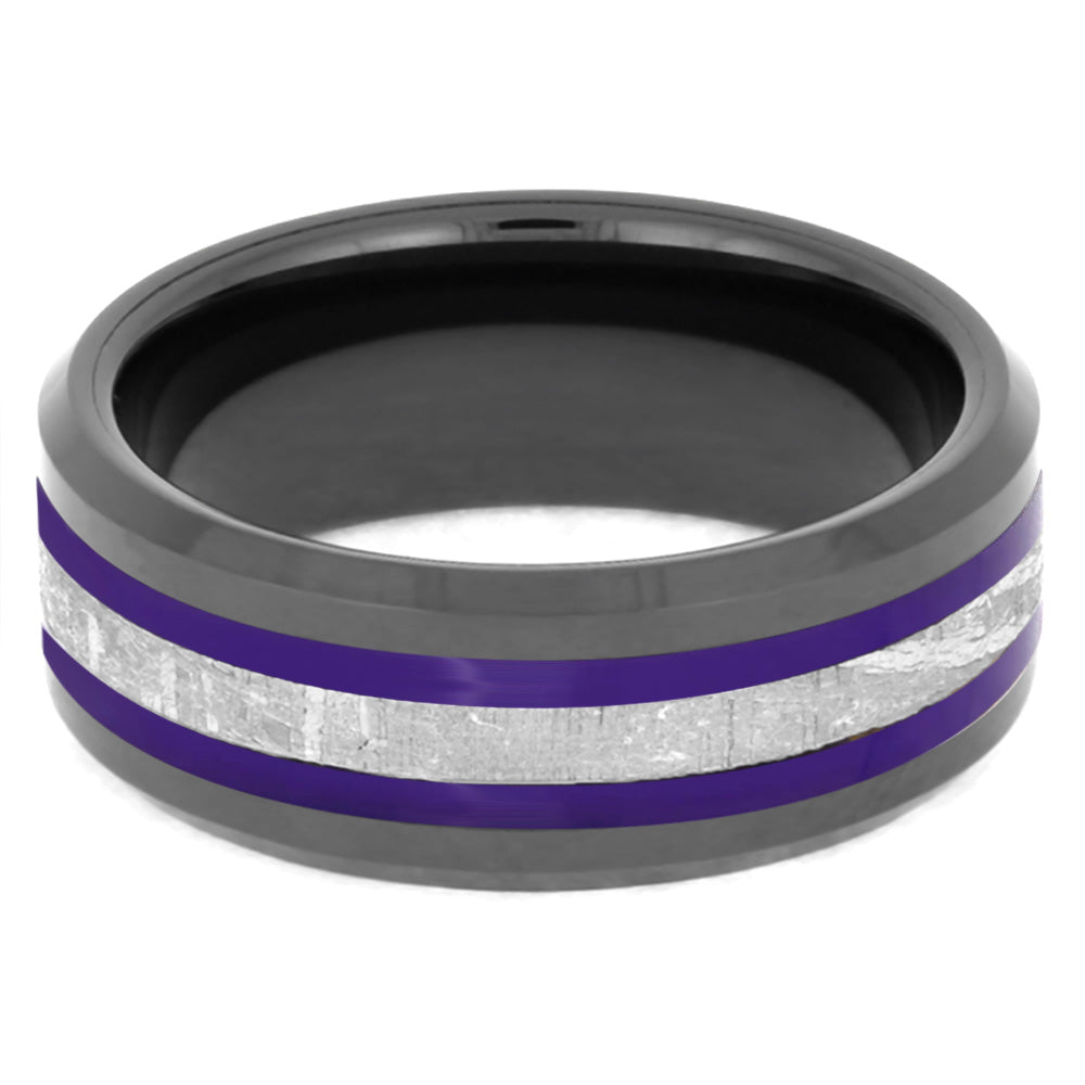 Meteorite Ring With Purple Enamel Pinstripes-2630PU - Jewelry by Johan