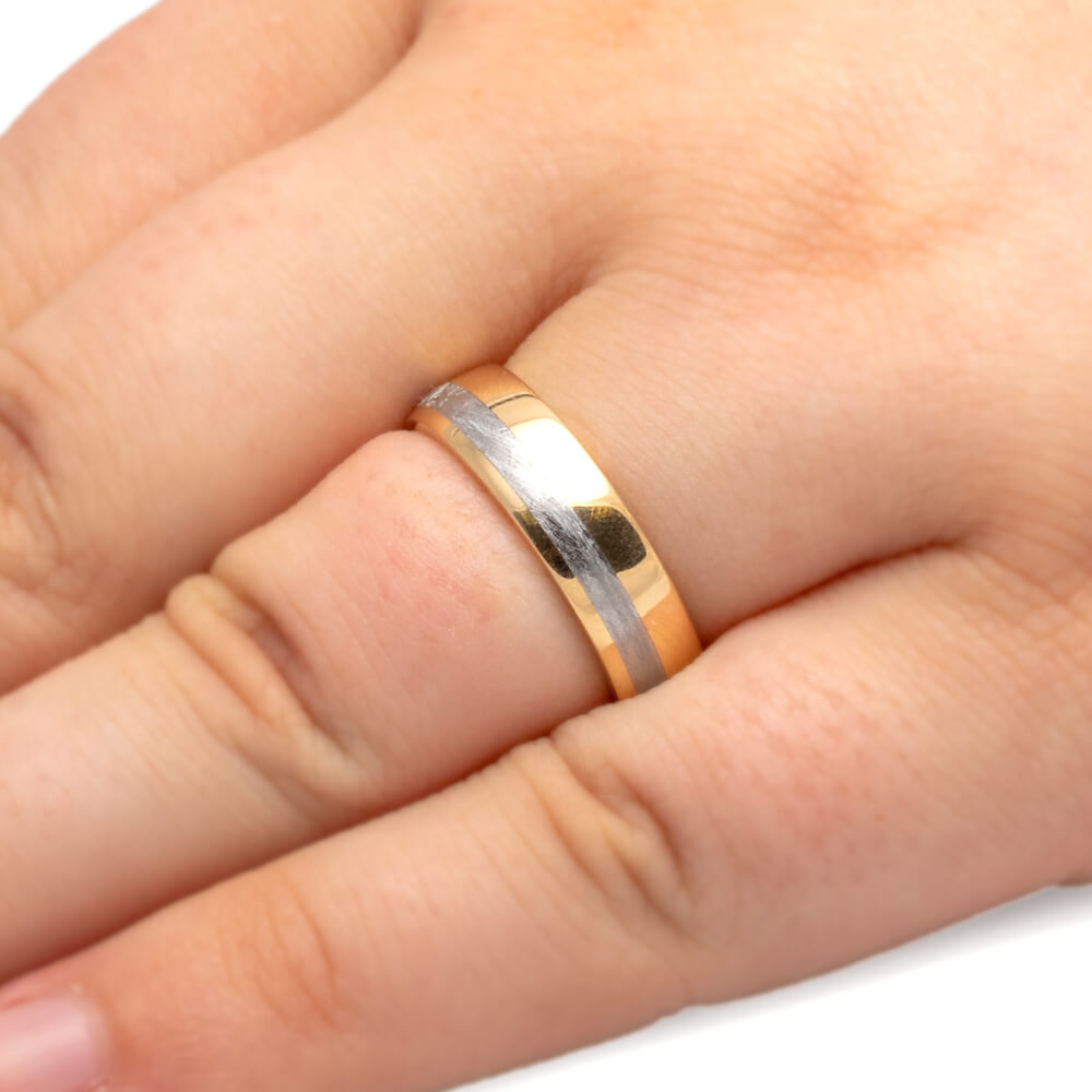 Yellow Gold Ring, Meteorite Men's Wedding Band-2638 - Jewelry by Johan