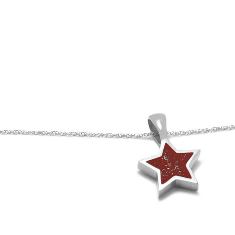 Yellow Gold Star Pendant Necklace with Red Stardust