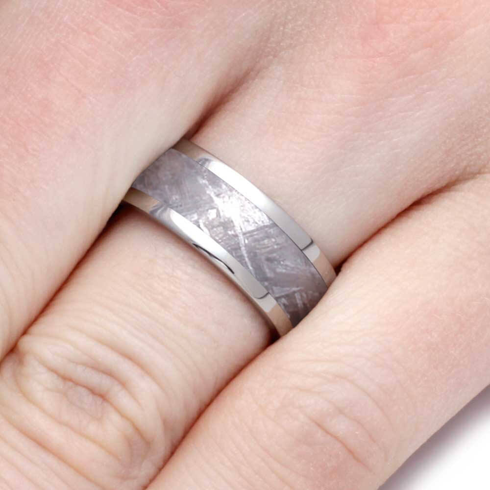 Whiskey Oak Wood & Meteorite Men's Wedding Band-2649 - Jewelry by Johan