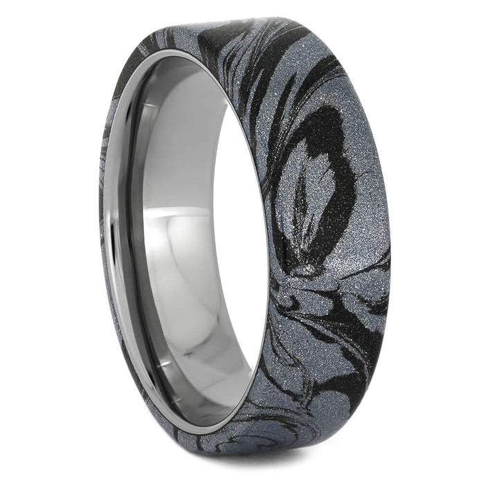 Men's Wedding Band with Cobaltium Mokume Overlay-2653 - Jewelry by Johan